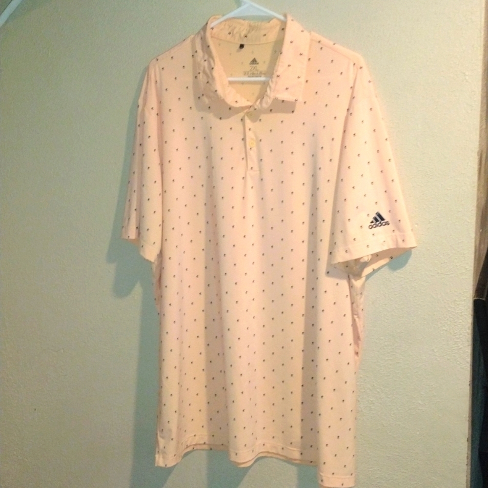 Adidas Prime Green Peach and Navy Tree Print? Golf Polo 2XL